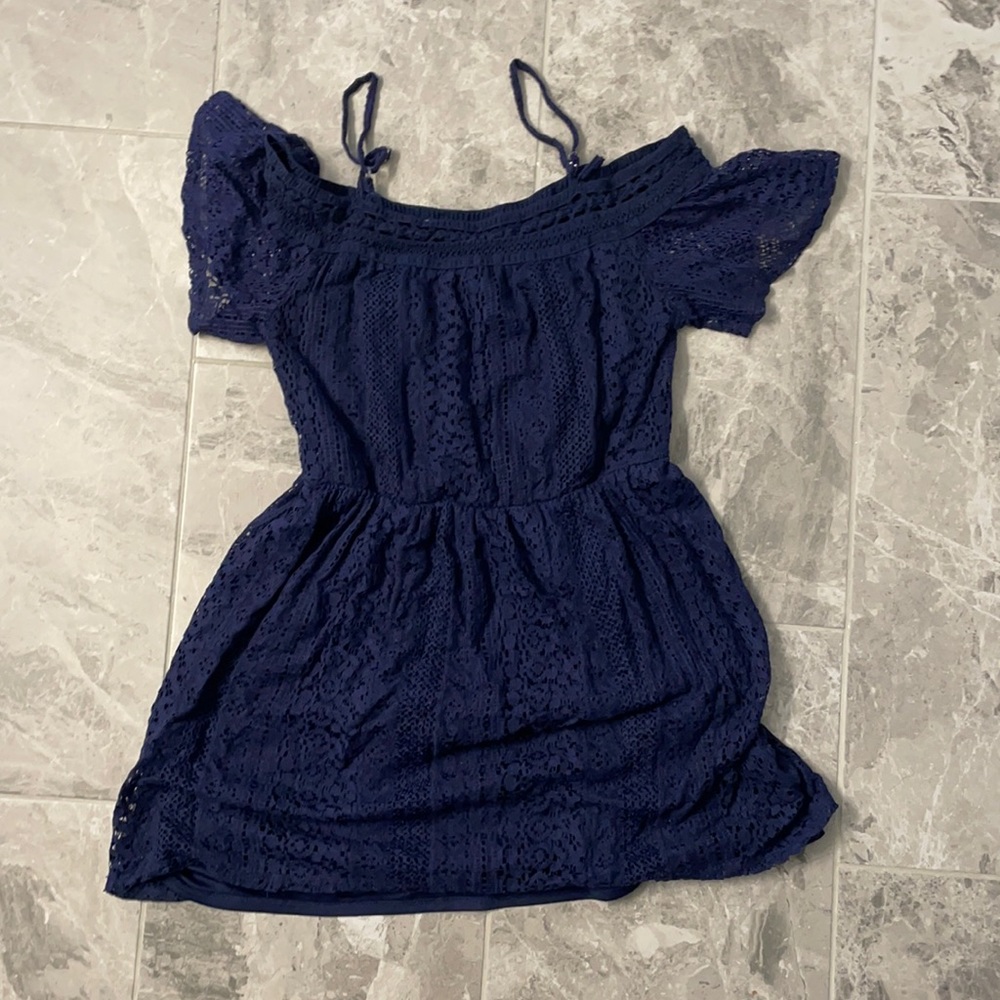 Off the shoulder navy blue dress